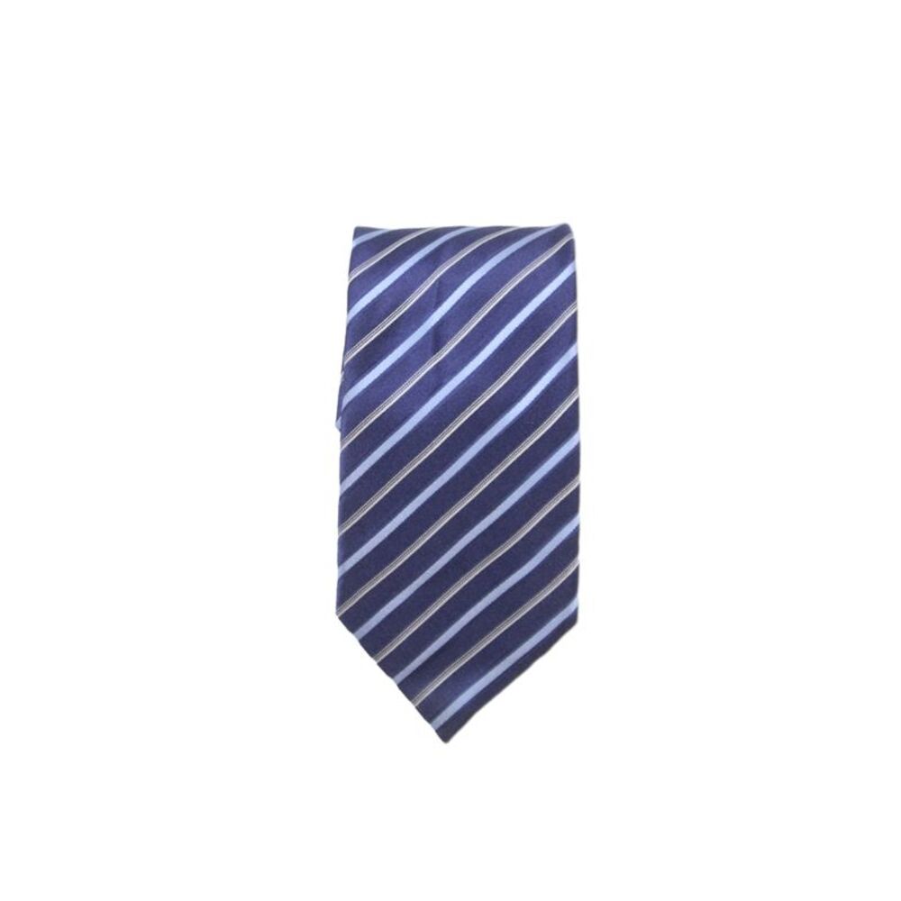 Hugo Hugo Boss Mens Silk Striped Classic Length Necktie Blue